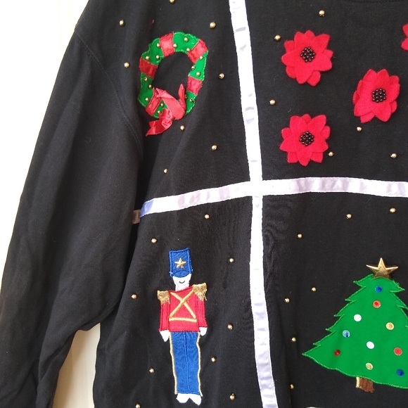 Chaus Women Holiday Shirt Christmas Ugly Party Vintage Retro Winter Long Sleeve - Picture 10 of 15